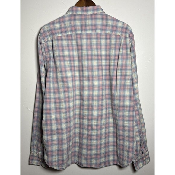 Faherty Blue Pink White Plaid Long Sleeve Cotton Men's Shirt Size XXL - Picture 5 of 14